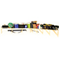 Contents:- 7 x boxes = 28 x slats (shelves), 9 x wall brackets (support) + 5 spare wall brackets.<br/>
Design idea:- Utilize a corner in your garage to store all your camping and sports equipment.